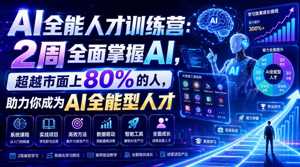 AI全能人才训练营:2周全面掌握AI,超越市面上80%的人,助力你成为AI全能型人才 图1
