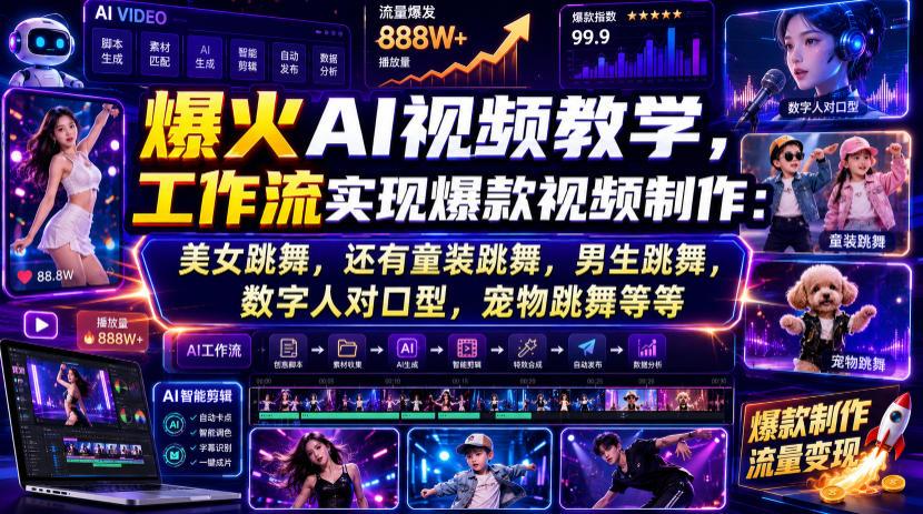 爆火AI视频教学,工作流实现爆款视频制作:美女跳舞,还有童装跳舞,男生跳舞,数字人对口型,宠物跳舞等等 图1