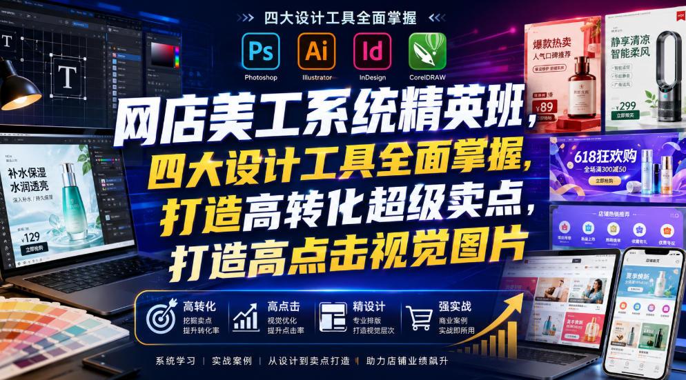 网店美工系统精英班，四大设计工具全面掌握，打造高转化超级卖点，打造高点击视觉图片（2026年7月） 图1