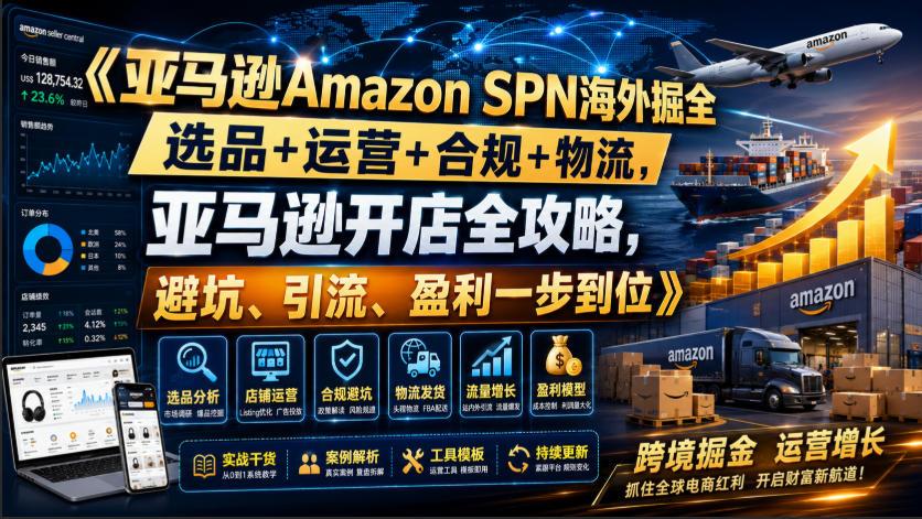 跨境电商Amazon SPN海外掘全,选品+运营+合规+物流,跨境电商开店全攻略,避坑、引流、盈利一步到位 图1