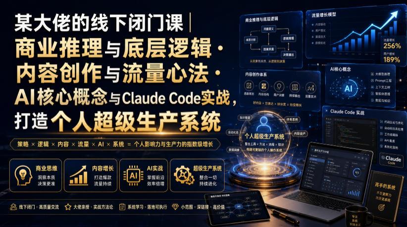 某大佬的线下闭门课｜商业推理与底层逻辑・内容创作与流量心法・AI核心概念与Claude Code实战，打造个人超级生产系统【录音+图片】 图1