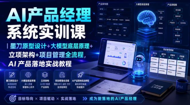 AI产品经理系统实训课|墨刀原型设计+大模型底层原理+立项架构+项目管理全流程,AI产品落地实战教程 图1