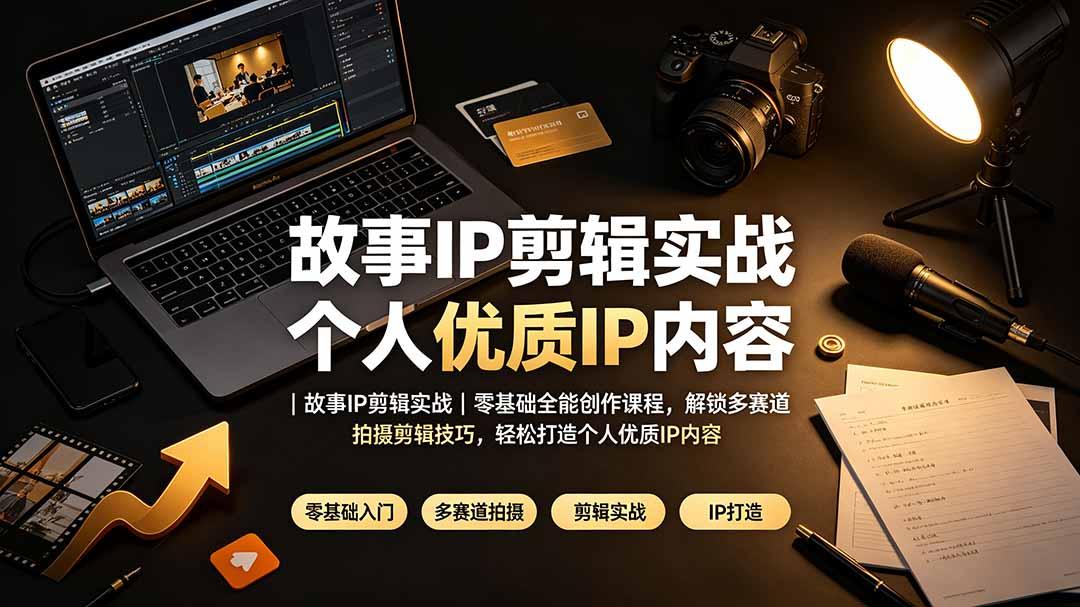 故事IP剪辑实战|零基础全能创作课程,解锁多赛道拍摄剪辑技巧,轻松打造个人优质IP内容 图1
