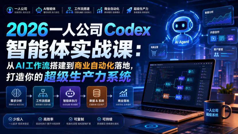 2026一人公司Codex智能体实战课：从AI工作流搭建到商业自动化落地，打造你的超级生产力系统 图1