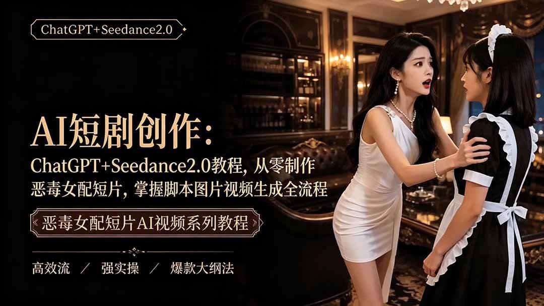 AI短剧创作:ChatGPT+Seedance2.0教程,从零制作恶毒女配短片,掌握脚本图片视频生成全流程 图1
