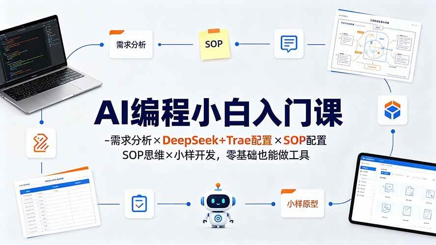 AI编程小白入门课-需求分析×DeepSeek+Trae配置×SOP思维×小样开发,零基础也能做工具 图1
