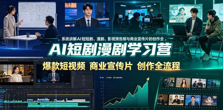 AI短剧漫剧学习营，系统讲解AI短剧、漫剧、影视预告片、爆款短视频与商业宣传片的创作全流程 图1