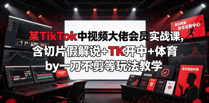 某TikTok中视频大佬会员实战课,含切片假解说+TK开中+体育by一刀不剪等玩法教学 图1