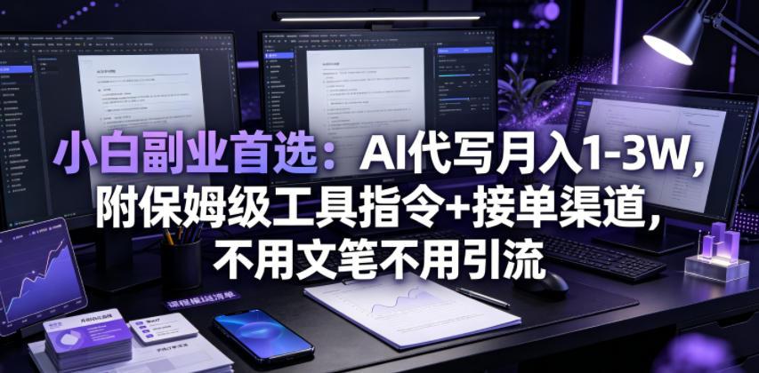 小白副业首选：AI代写月入1-3W，附保姆级工具指令+接单渠道，不用文笔不用引流【揭秘】 图1