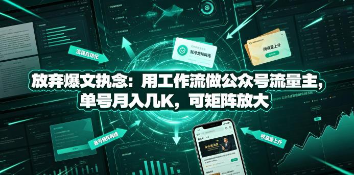放弃爆文执念:用工作流做公众号流量主,单号月入几K,可矩阵放大 图1