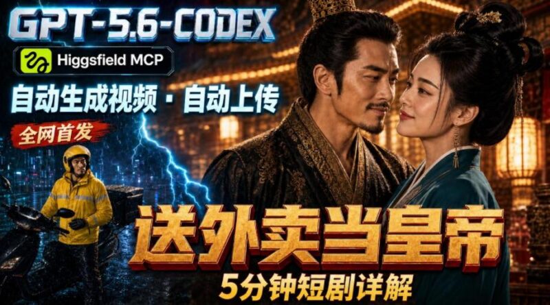 GPT-5.6 Codex+Higgsfield MCP:一条指令生成5分钟短剧并自动上传YouTube(油管)-三零资源