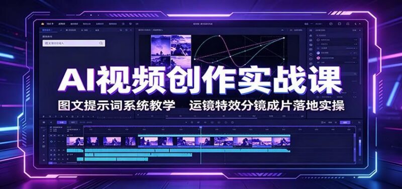 AI视频创作实战课:图文提示词系统教学,运镜特效分镜成片落地实操-三零资源