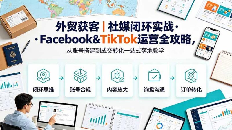 外贸获客｜社媒闭环实战·Facebook&TikTok运营全攻略，从账号搭建到成交转化一站式落地教学 三零资源-三零资源
