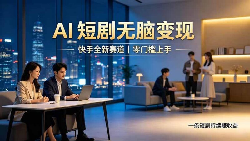别乱找副业了，快手 AI 短剧零门槛长久被动增收-三零资源