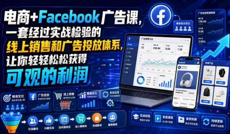 电商+Facebook广告课，一套经过实战检验的线上销售和广告投放体系，让你轻轻松松获得可观的利润【原创双语字幕】-三零资源