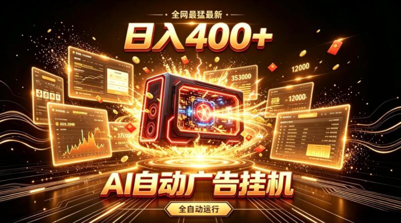 全网最猛最新的AI自动广告挂G，狠收益日入400+，真正做到躺賺式变现【揭秘】-三零资源