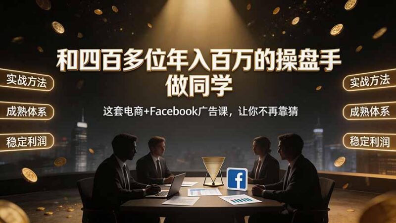 和四百多位年入百万的操盘手做同学——这套电商+Facebook广告课，让你不再靠猜【原创双语字幕】-三零资源
