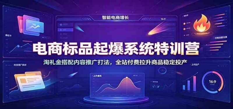 电商标品起爆系统特训营：淘礼金搭配内容推广打法，全站付费拉升商品稳定投产-三零资源