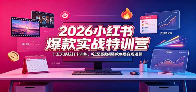 2026小红书爆款实战特训营：十五天系统打卡训练，吃透短视频爆款底层变现逻辑-三零资源