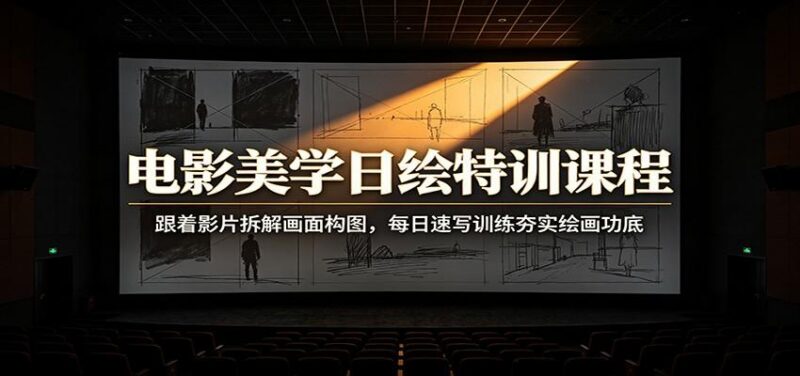 电影美学日绘特训课程：跟着影片拆解画面构图，每日速写训练夯实绘画功底 三零资源-三零资源