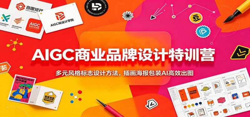 AIGC商业品牌设计特训营：多元风格标志设计方法，插画海报包装AI高效出图 三零资源-三零资源