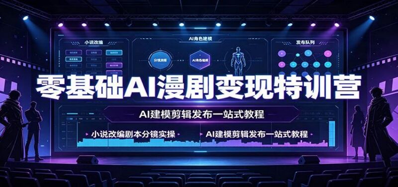 零基础AI漫剧变现特训营:小说改编剧本分镜实操,AI建模剪辑发布一站式教程 三零资源-三零资源