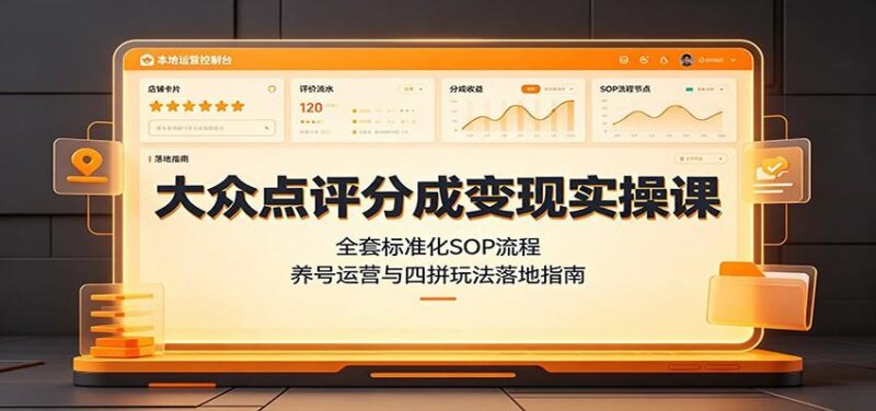 大众点评分成变现实操课:全套标准化SOP流程,养号运营与四拼玩法落地指南 三零资源-三零资源