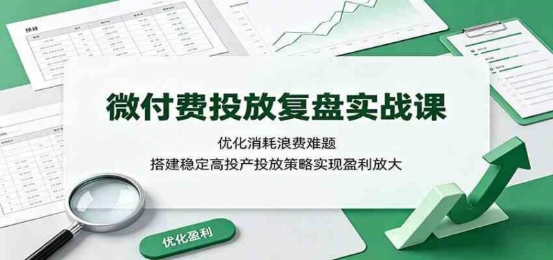 微付费投放复盘实战课:优化消耗浪费难题,搭建稳定高投产投放策略实现盈利放大 三零资源-三零资源