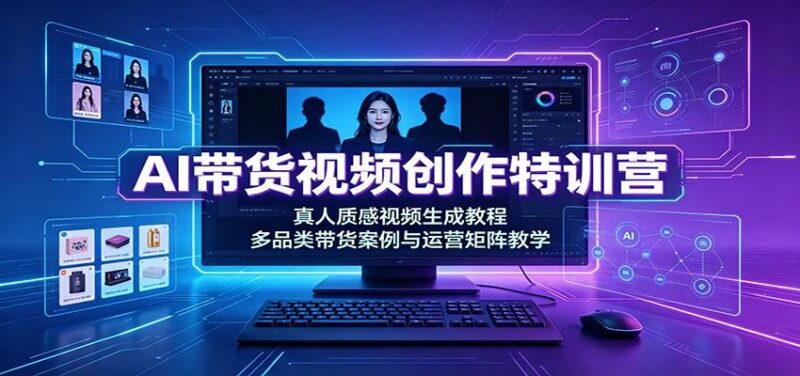 AI带货视频创作特训营:真人质感视频生成教程,多品类带货案例与运营矩阵教学 三零资源-三零资源