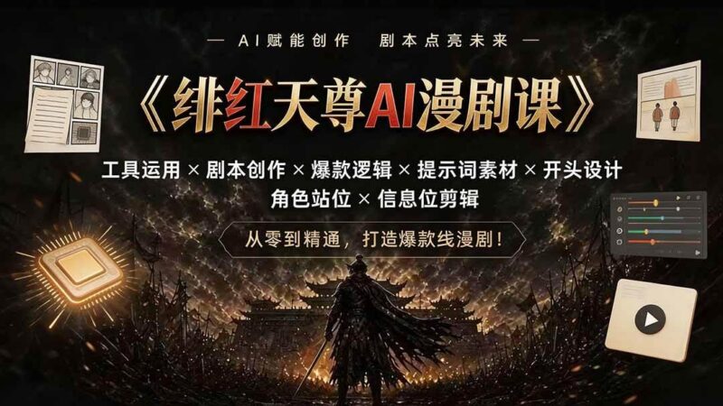 绯红天尊AI漫剧课|工具运用×剧本创作×爆款逻辑×提示词素材×开头设计×角色站位×信息位剪辑 三零资源-三零资源