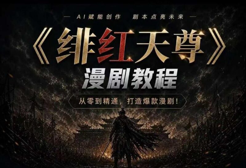 绯红天尊AI漫剧系统教程｜从零入门到精通，工具运用+剧本创作+爆款逻辑+提示词素材+镜头剪辑，全套爆款漫剧落地实战课