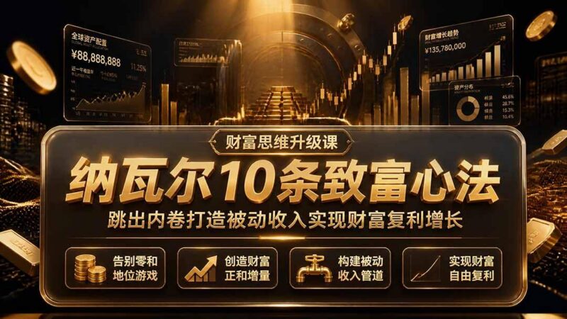 付费文章:纳瓦尔10条致富心法,跳出内卷打造被动收入实现财富复利增长 三零资源-三零资源
