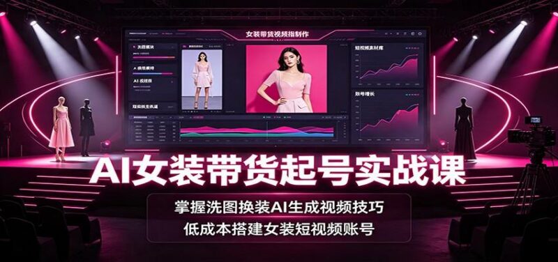 AI女装带货起号实战课:掌握洗图换装AI生成视频技巧,低成本搭建女装短视频账号 三零资源-三零资源