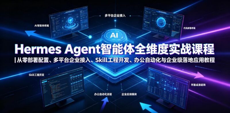 Hermes Agent智能体全维度实战课程|从零部署配置、多平台企业接入、Skill工程开发、办公自动化与企业级落地应用教程-三零资源