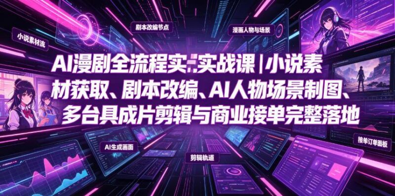 AI漫剧全流程实战课|小说素材获取、剧本改编、AI人物场景制图、多工具成片剪辑、平台付费变现与商业接单完整落地-三零资源