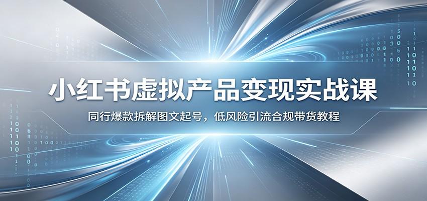小红书虚拟产品变现实战课:同行爆款拆解图文起号,低风险引流合规带货教程