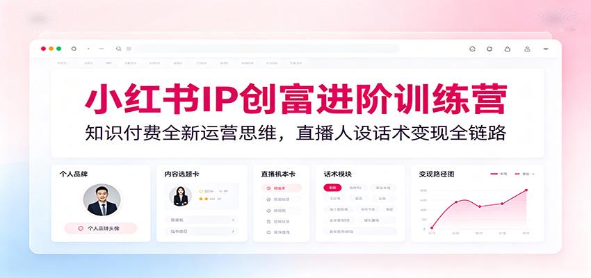 小红书IP创富进阶训练营:知识付费全新运营思维,直播人设话术变现全链路