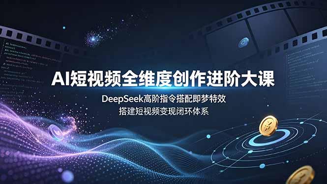 AI短视频全维度创作进阶大课,DeepSeek高阶指令搭配即梦特效,搭建短视频变现闭环体系-三零资源