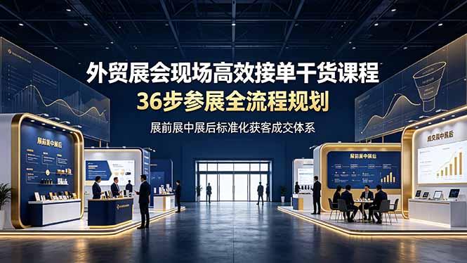 外贸展会现场高效接单干货课程，36步参展全流程规划，展前展中展后标准化获客成交体系-三零资源