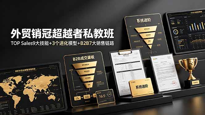 外贸销冠超越者私教班：TOP Sales9大技能+3个进化模型+B2B7大销售链路，系统进阶-三零资源