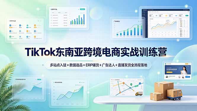 TikTok东南亚跨境电商实战训练营：多站点入驻+数据选品+ERP铺货+广告达人+直播发货全流程落地-三零资源