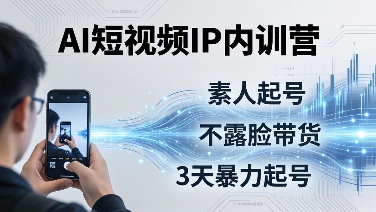 2026AI短视频IP内训营-更新:从素人起号到不露脸带货,3天暴力起号全流程拆解
