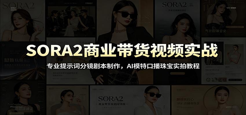 SORA2商业带货视频实战：专业提示词分镜剧本制作，AI模特口播珠宝实拍教程