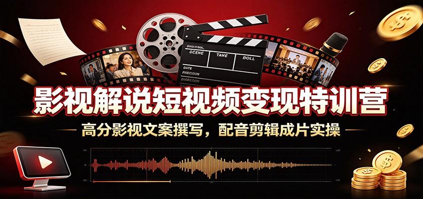 影视解说短视频变现特训营:高分影视文案撰写,配音剪辑成片实操