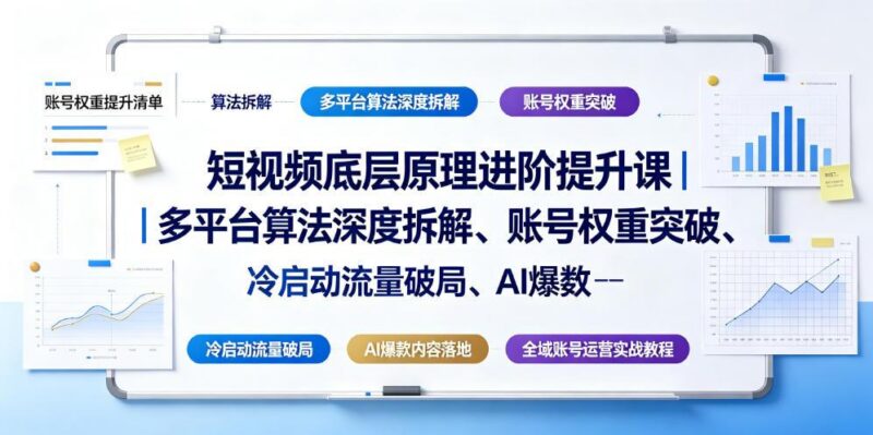 短视频底层原理进阶提升课|多平台算法深度拆解、账号权重突破、冷启动流量破局、AI爆款内容落地与全域账号运营实战教程-三零资源