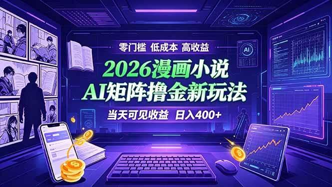 爆款小说漫画大阅读    ai矩阵操作    当天可见收益  日入400+    零门槛    高收益-三零资源