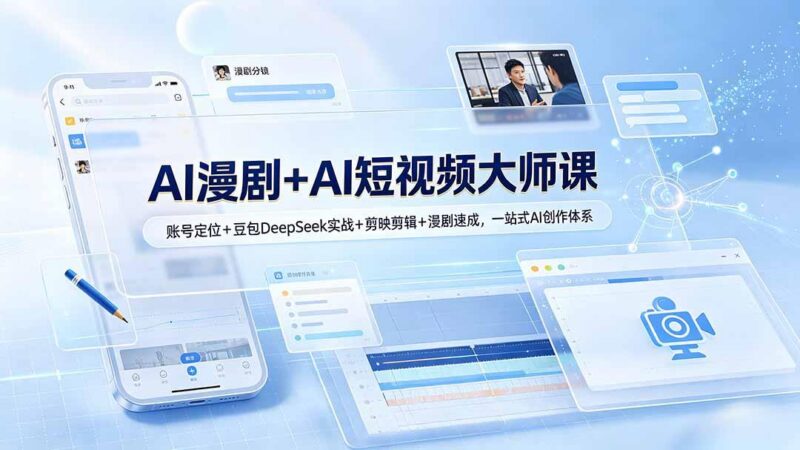 AI漫剧+AI短视频大师课:账号定位+豆包DeepSeek实战+剪映剪辑+漫剧速成,一站式AI创作体系-三零资源