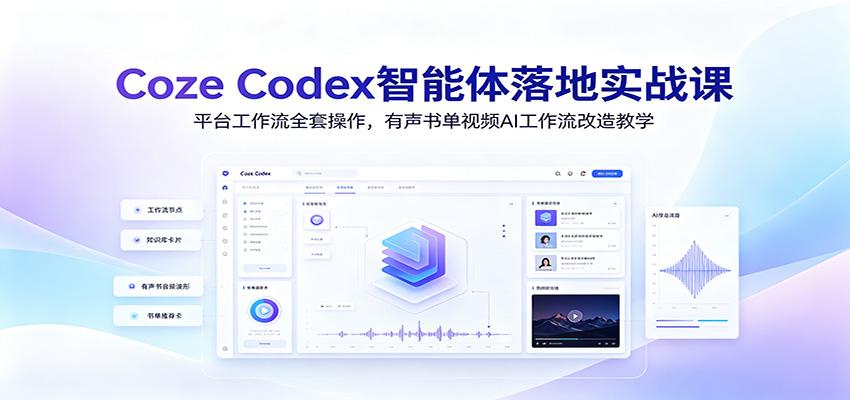 Coze Codex智能体落地实战课:平台工作流全套操作,有声书单视频AI工作流改造教学
