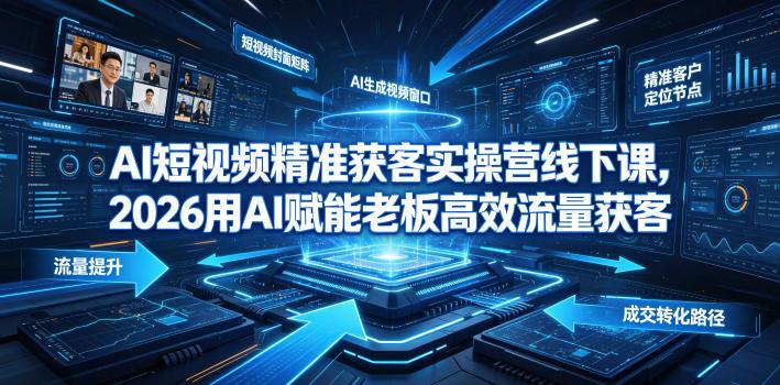 AI短视频精准获客实操营6月10-14号线下课,2026用AI赋能老板高效流量获客-三零资源