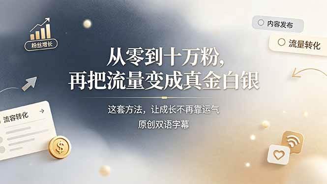从零到十万粉,再把流量变成真金白银——这套方法,让成长不再靠运气【原创双语字幕】-三零资源